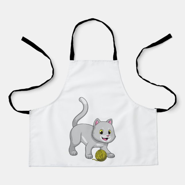 Cat with Wool yarn ball Apron (Front)