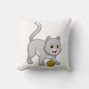 Cat with Wool yarn ball Cushion