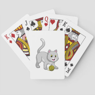 Cat with Wool yarn ball Playing Cards