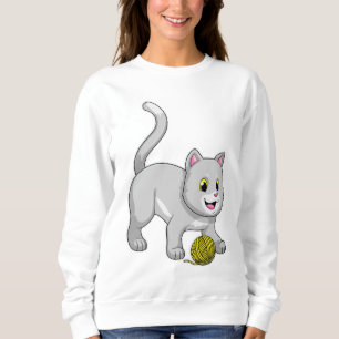 Cat with Wool yarn ball Sweatshirt