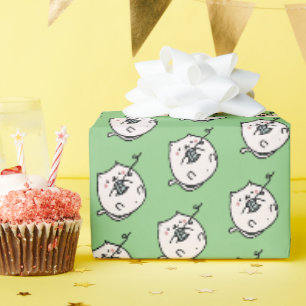 Cat with Yarn Gift Wrapping Paper Knitting