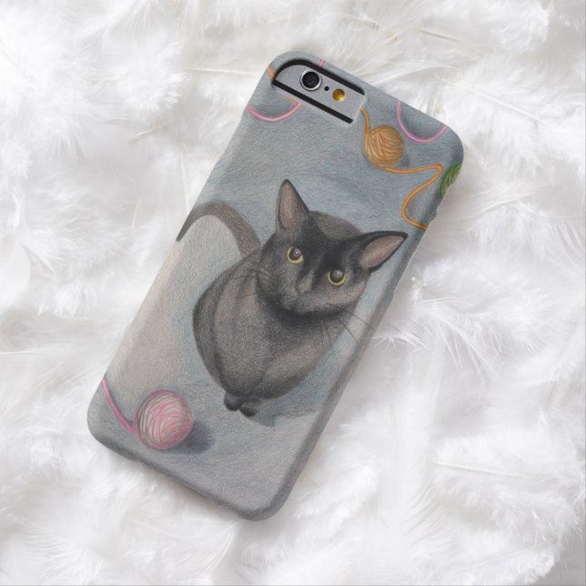 Cat with Yarn Illustration iPhone 6 Case (In Situ)