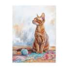 Cat With Yarn - Postcard