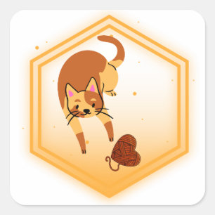 Cat with yarn sticker