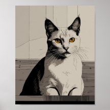 cat with yellow eyes illustration