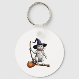 Cat Wizard Halloween Witch Mystical Cat Lovers _1 Key Ring