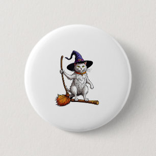 Cat Wizard Halloween Witch Mystical Cat Lovers 6 Cm Round Badge