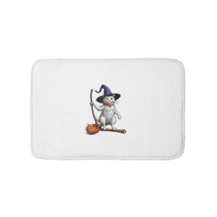 Cat Wizard Halloween Witch Mystical Cat Lovers  Bath Mat