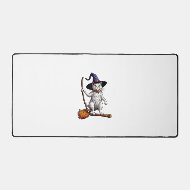 Cat Wizard Halloween Witch Mystical Cat Lovers  Desk Mat (Front)