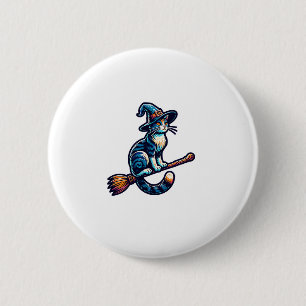 Cat Wizard Halloween Witch Mystical Cat Lovers Hal 6 Cm Round Badge