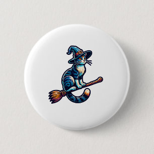 Cat Wizard Halloween Witch Mystical Cat Lovers Hal 6 Cm Round Badge