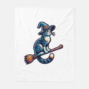 Cat Wizard Halloween Witch Mystical Cat Lovers Hal Fleece Blanket
