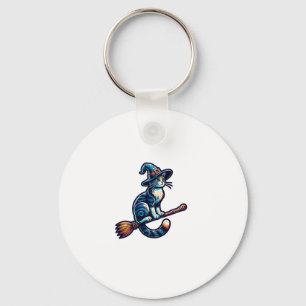 Cat Wizard Halloween Witch Mystical Cat Lovers Hal Key Ring