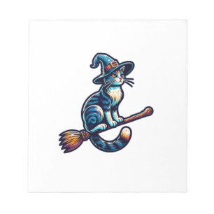 Cat Wizard Halloween Witch Mystical Cat Lovers Hal Notepad