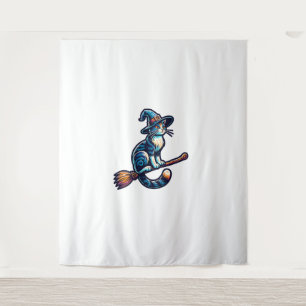 Cat Wizard Halloween Witch Mystical Cat Lovers Hal Tapestry