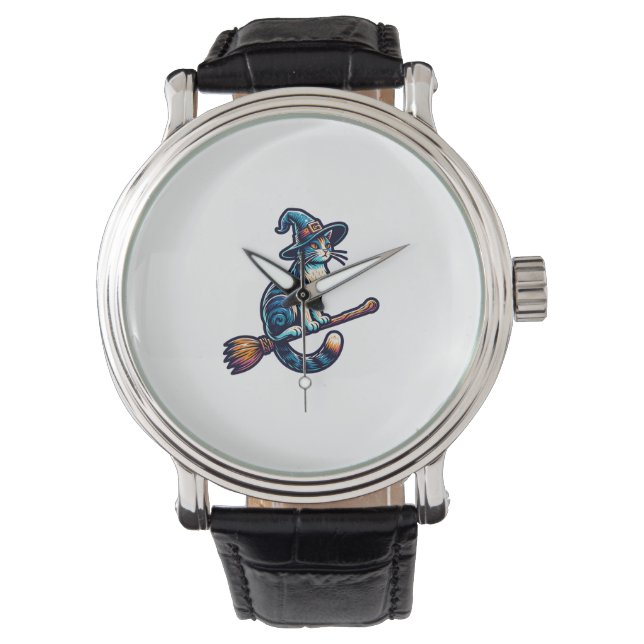Cat Wizard Halloween Witch Mystical Cat Lovers Hal Watch (Front)