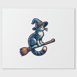 Cat Wizard Halloween Witch Mystical Cat Lovers Hal Wrapping Paper