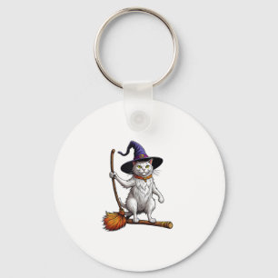 Cat Wizard Halloween Witch Mystical Cat Lovers Key Ring