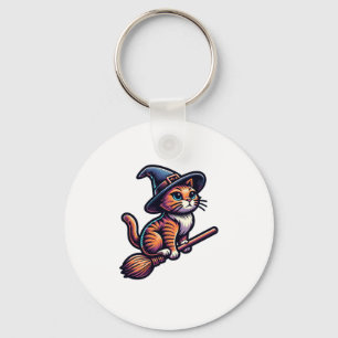 Cat Wizard Halloween Witch Mystical Cat Lovers Key Ring