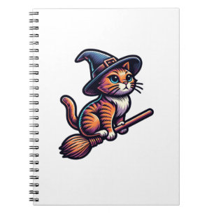 Cat Wizard Halloween Witch Mystical Cat Lovers Notebook