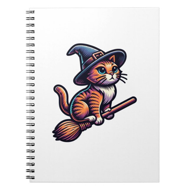 Cat Wizard Halloween Witch Mystical Cat Lovers  Notebook (Front)