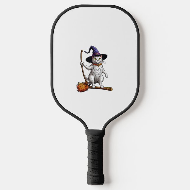 Cat Wizard Halloween Witch Mystical Cat Lovers  Pickleball Paddle (Front)