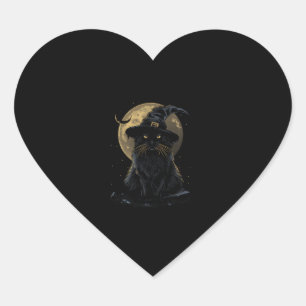 Cat Wizard Hat Funny Cute Witch Halloween Costume Heart Sticker