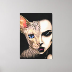 Cat Woman - Face Canvas Print - Painting Art