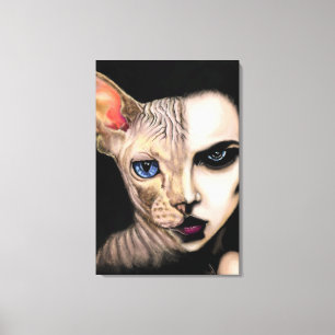 Cat Woman - Face Canvas Print - Painting Art