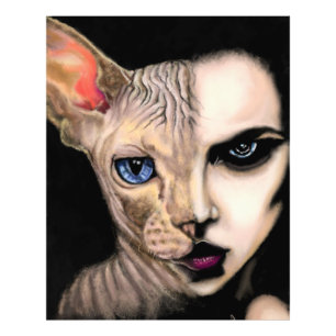 Cat Woman - Face Photo Print - Painting Art