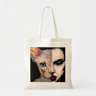 Cat Woman - Face Tote Bag - Painting Art