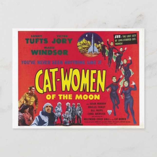 "Cat Women of the Moon" classic SF poster postcard (Front)