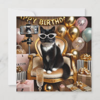 Cat Working Woman Party Invitation