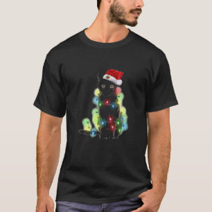 Cat Xmas Colorful Led Lights Christmas Day T-Shirt