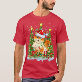 Cat Xmas Lights Santa Cat Christmas Tree  T-Shirt