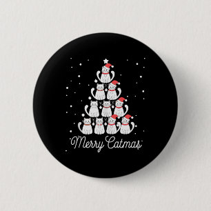 Cat Xmas Tree Cats Christmas Tree Merry Christmas 6 Cm Round Badge