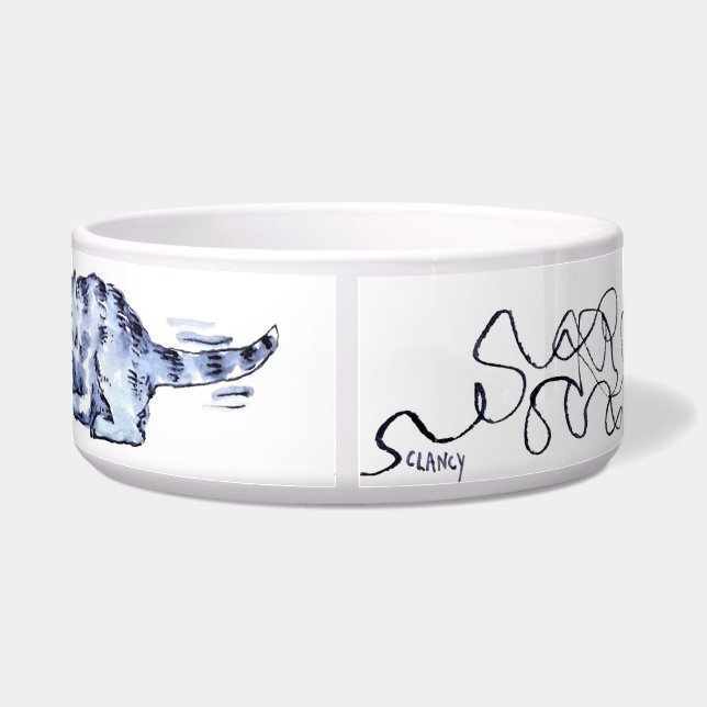 Cat Yarn Ceramic Pet Bowl (Back)