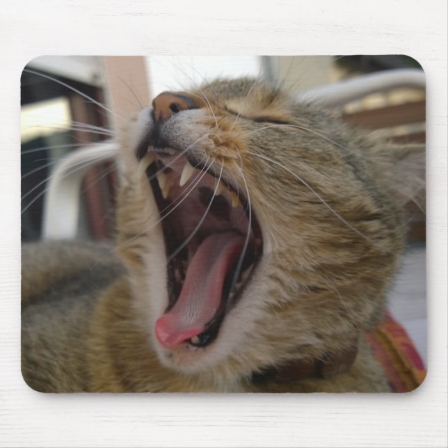 Cat yawn mouse mat (Front)