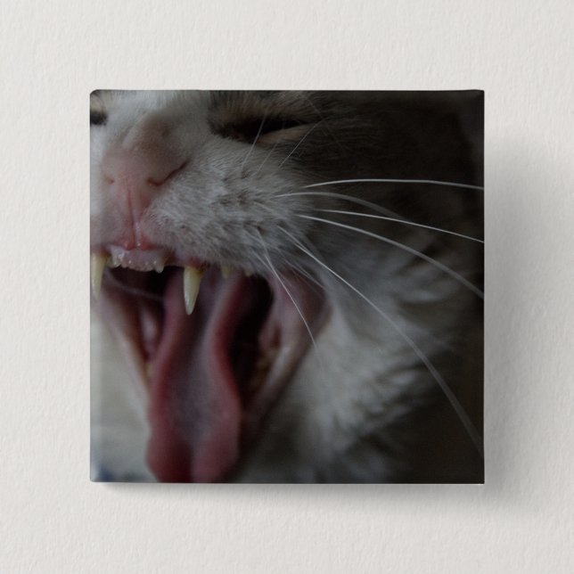 Cat Yawning 15 Cm Square Badge (Front)