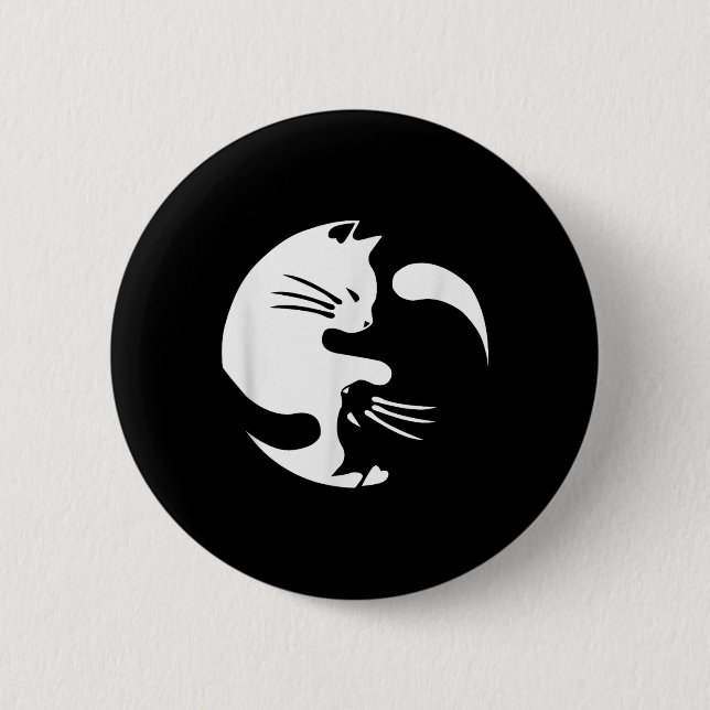 Cat Yin Yang Peace Loving Interconnected Gift Idea 6 Cm Round Badge (Front)