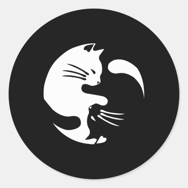 Cat Yin Yang Peace Loving Interconnected Gift Idea Classic Round Sticker (Front)