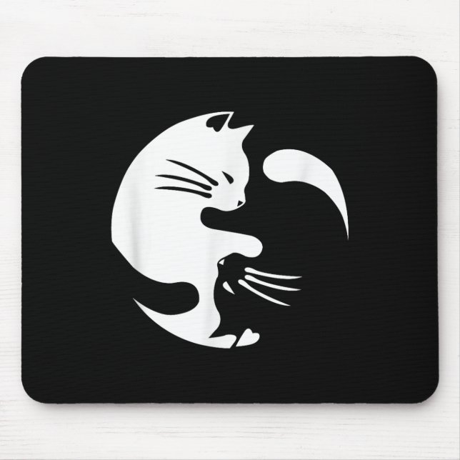 Cat Yin Yang Peace Loving Interconnected Gift Idea Mouse Mat (Front)