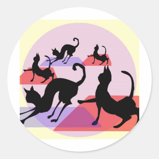 cat yoga classic round sticker (Front)