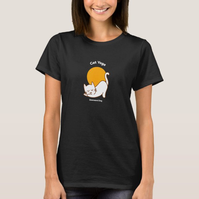 Cat Yoga Downward Dog Kitty Humour  Kitten Workout T-Shirt (Front)