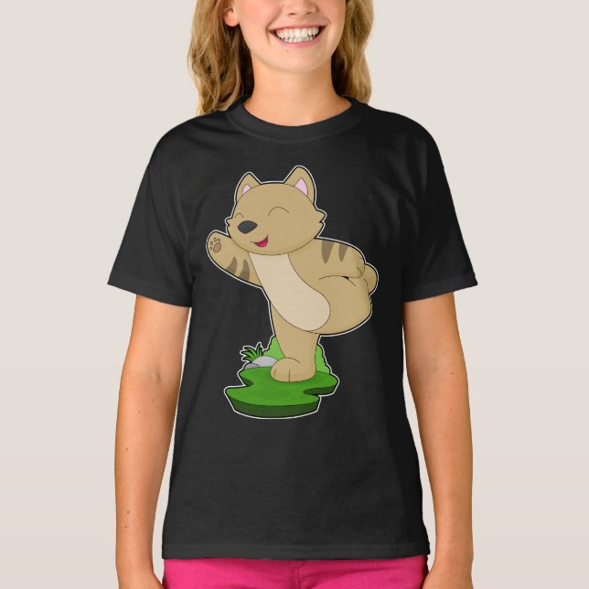 Cat Yoga Fitness Gymnastics T-Shirt (Front)