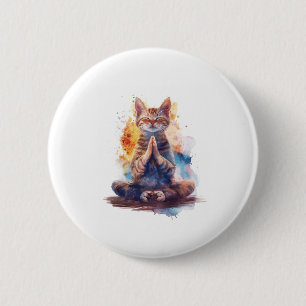 Cat Yoga Master 6 Cm Round Badge
