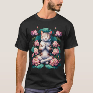 Cat Yoga Meditation  Aesthetic Lotus Kitten Lover T-Shirt