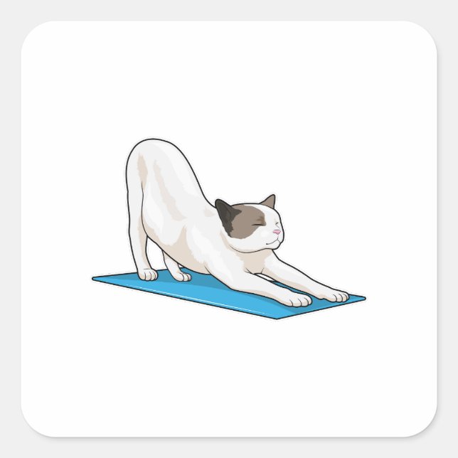 Cat Yoga Meditation Fitness Square Sticker (Front)
