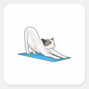 Cat Yoga Meditation Fitness Square Sticker