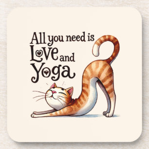 Cat Yoga Pose -All You Need Is Love and Yoga Coaster